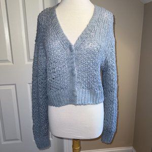 LS SWEATER - Hollister - Blue - Button Up Cardigan - Crop - Medium - NWT